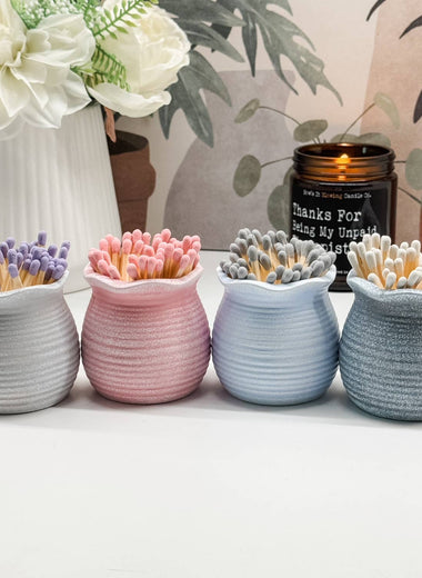 Ceramic Match Holder With Striker & 3" Matches - Dark Gray