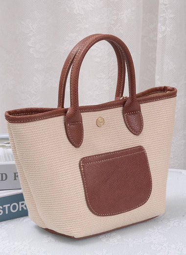 Ellie Straw Tote Crossbody Bag - Brown