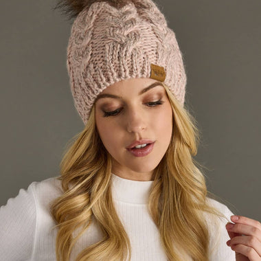 Blush Cable Knit Pom Hat