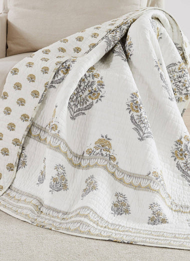 Kamira Ochre Quilted Throw - 50x60"