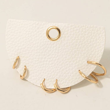 Dainty Metallic Hoop Earrings Set - Gold