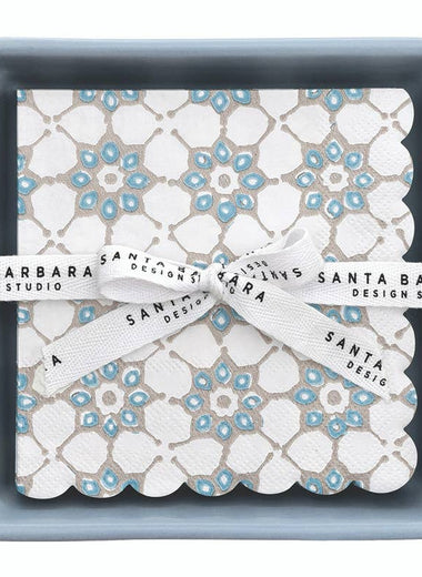 Ceramic Tray + Napkins - Blue Tile