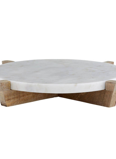 11" Marble & Mango Wood Riser- Natural