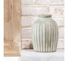 8.25" Gray Ridged Vase