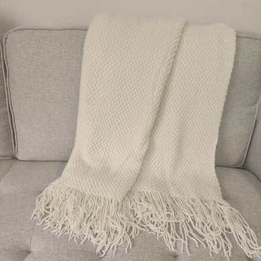 Knit Textured Throw Blanket with Fringe 50x60"
