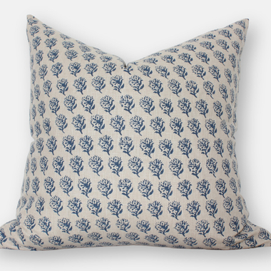 18x18 Indigo Blue Floral Pillow Cover