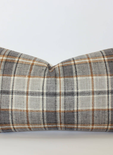 12x20 Brown Plaid Pillow Cover
