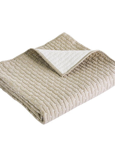 Cross Stitch Quilted Throw - Taupe - 50x60"