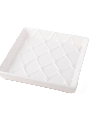 White Textured Beverage Napkin Tray