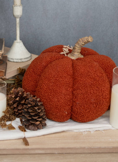 8" Dark Orange Boucle Pumpkin