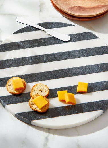 12" Striped Round Marble Board