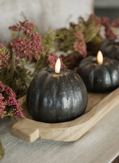 4" Black 3D Flame Pumpkin Candle