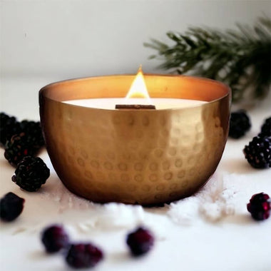 Blackberry & Saffron - 14oz Soy Candle in Brass Bowl