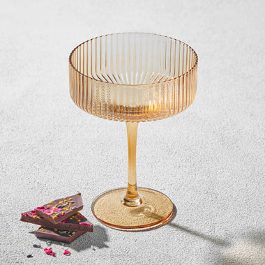 Malibu Ribbed Coupe Champagne Glass - Amber 10oz