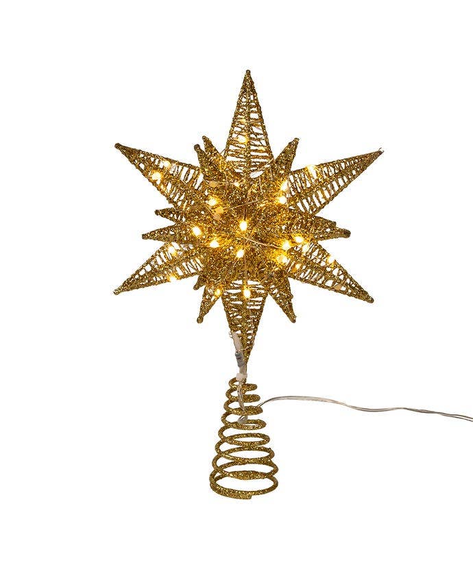 11" Prelit LED Gold Starburst Tree Topper