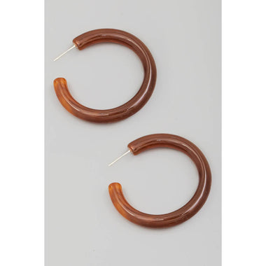 Brown Acetate Tube Hoop Earrings