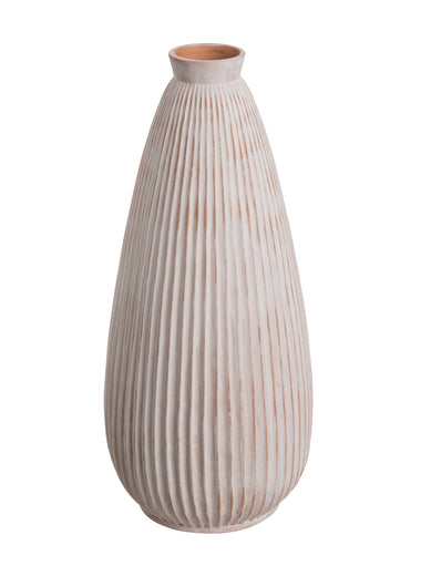 16.5" Terracotta White Tall Vase