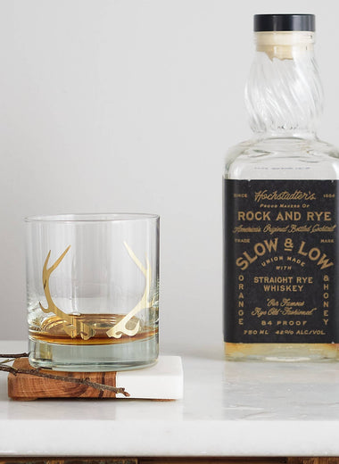 Gold Antler Rocks Glass