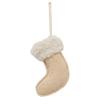 Nautral Christmas Stocking Fabric Ornament