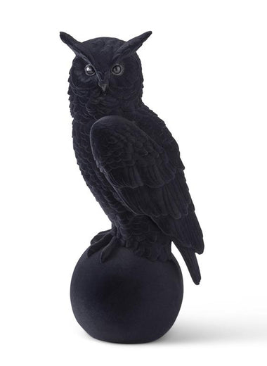 18" Black Velvet Flocked Owl