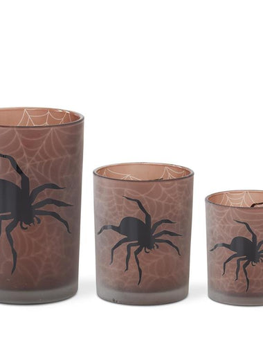 Spider Hurricane w/ Frosted Glass & Amber Web Interior