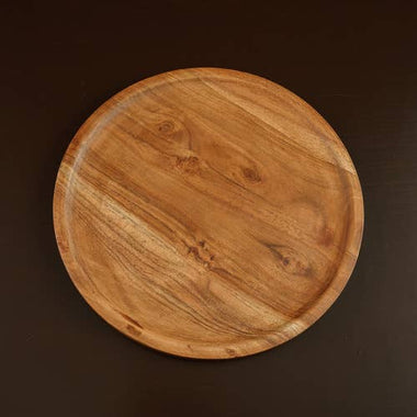 Large Natural Wood Round Tray