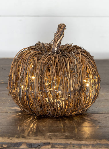 7.5" Lighted Rattan Pumpkin