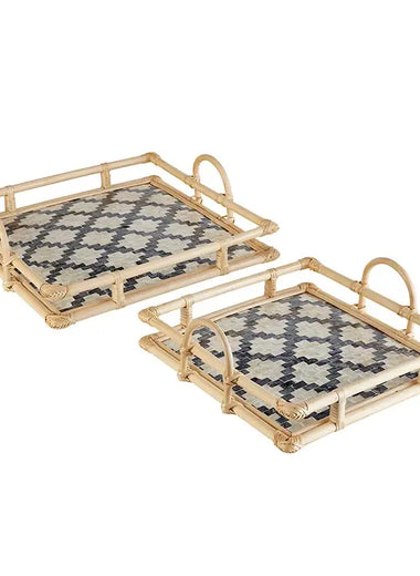 Inlaid Rattan Tray