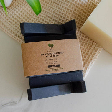 Silicone Draining Soap Dish: Black