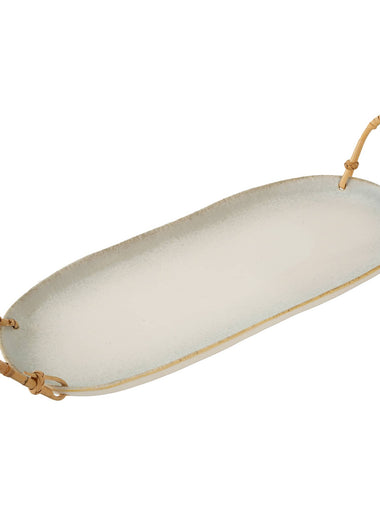 Rattan Wrapped Ceramic Platter