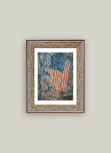 8x10 Patriotic Flag Framed Antique Art