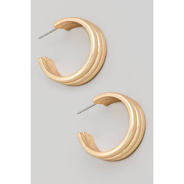 Gold Triple Layered Metallic Hoop Earrings