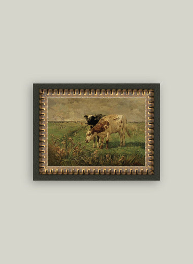 5x7 Black and Brown Cows Framed Art