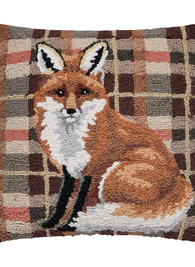 18x18 Fox Tartan Hook Pillow