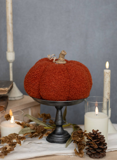 5.5" Dark Orange Boucle Pumpkin