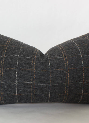 12x20 Glenton Dark Gray Plaid Pillow Cover