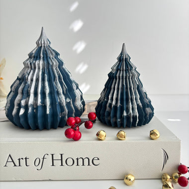 Origami Concrete Christmas Tree - Midnight Silver Marble