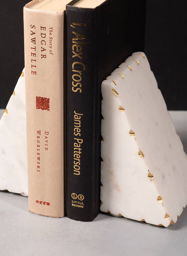 Gold Border Triangle Bookends S/2