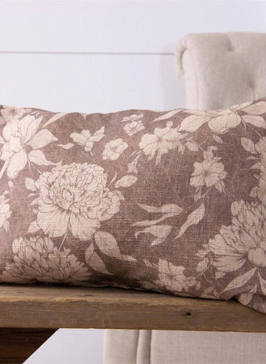 14x20 Sepia Floral Pattern Pillow Cover