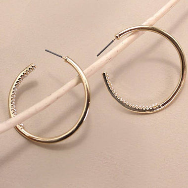 Classic Pearl on Inner Edge Hoop Earrings - Gold