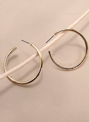 Classic Pearl on Inner Edge Hoop Earrings - Gold