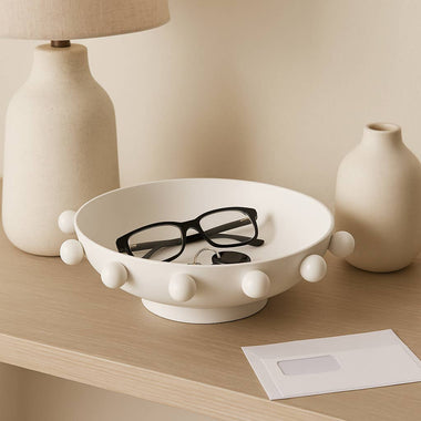 White Iron Hobnail Bowl