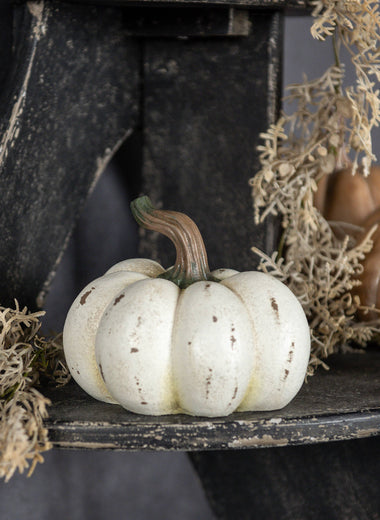 4.75" Cream Resin Pumpkin