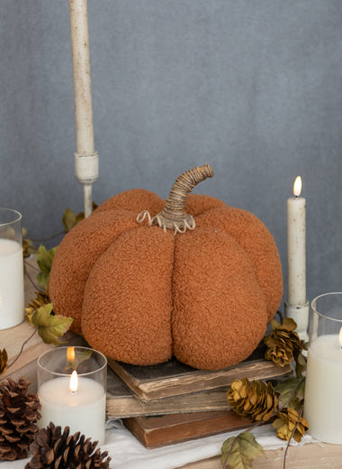 8" Orange Boucle Pumpkin