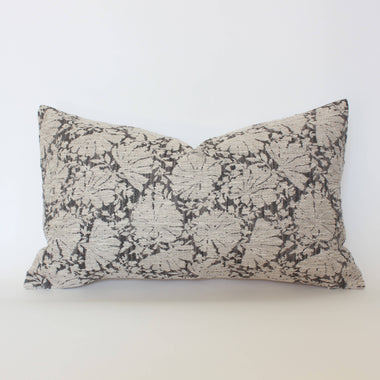 12x20 Charcoal Floral Pillow Cover