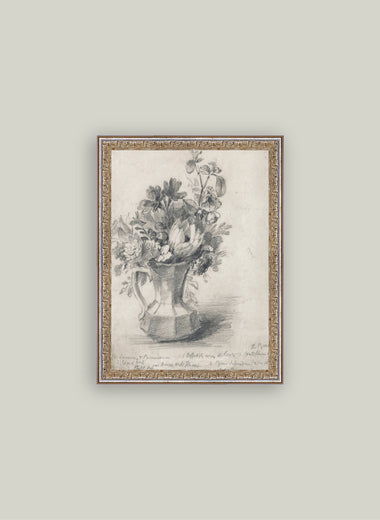 12x16 Sketch Flowers in a Pitcher Framed Art