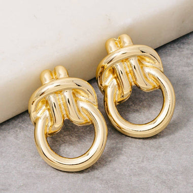 Intricate Knot Drop Earrings - Gold