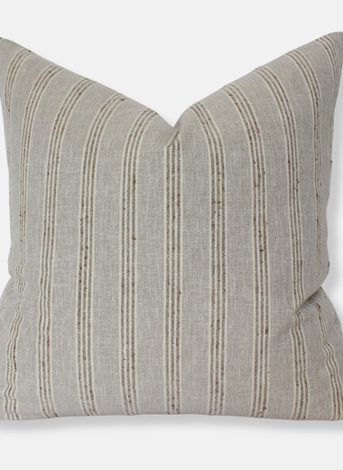 20x20 Neutral Beige Striped Pillow Cover