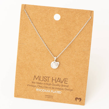 Dainty Coin Heart Pendant Necklace - Silver