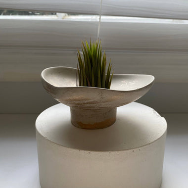 Aglaya Pedestal Bowl - Light Gray & Gold Marble